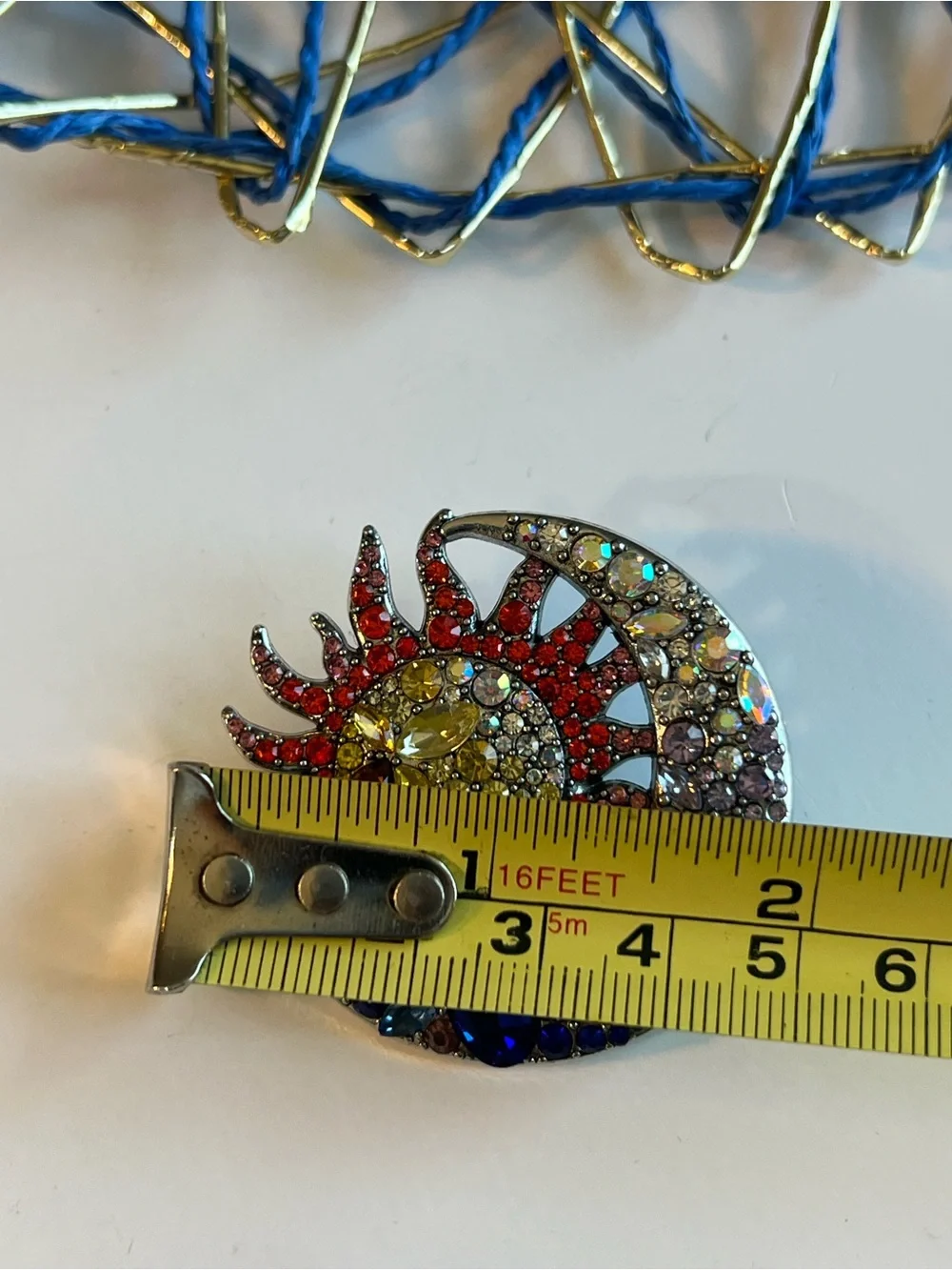 Celestial Sun & Moon Rhinestone Brooch Pin – Colorful Crystal Statement vintage